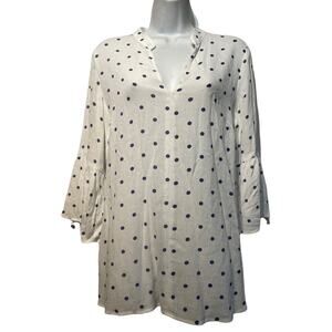 Anthropologie Splendid Lacy Polka Dot Bell Sleeve Blouse Size S